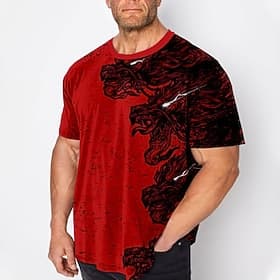 Herren Übergröße T Shirt Groß und hoch Graphic Rundhalsausschnitt Bedruckt Kurzarm Frühling Sommer Vintage Modisch Strassenmode Basic Urlaub Casual Oberteile