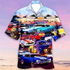 Men's Car Shirt Summer Hawaiian Shirt Aloha Shirt Shirt Turndown Fashion Designer Casual Outdoor Street Casual Yellow Red Purple S M L