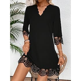 Femmes Robe Longue Maxi Robe Robe noire Robe Décontractée Robe de Cocktail Robe de Cérémonie Élégant Basique Occasionnel Quotidien Travail Soirée Coupe réguliè