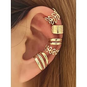 Juego de brazaletes de oro para las orejas: brazaletes de aleación que no perforan con un diseño único, estilo minimalista para mujeres, perfectos para fiestas