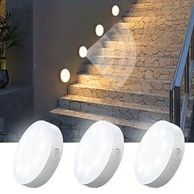 3PCS Motion Sensor Step Lights, Cabinet Light, USB Rechargeable Dimmable Night Lamps with 8 LEDs for Wardrobe, Bedroom Bathroom