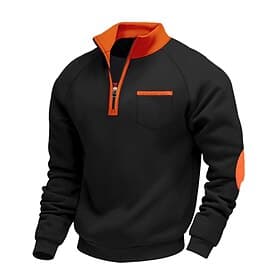 Homme Sweat-shirt Sweat-shirt quart de fermeture éclair Noir Rouge Bordeaux bleu marine Gris Clair Gris foncé Demi-zip Uni Sport Loisir Quotidien Fête Polyest
