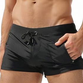 Men's Swim Shorts Swim Trunks Solid Colored Drawstring Quick Dry Comfortable Breathable Swimwear Bottoms Surfing Beach Water Sports Summer