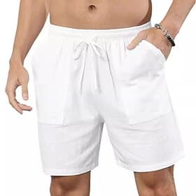 Men's Shorts Linen Shorts Summer Shorts Beach Shorts Drawstring Elastic Waist Front Pocket Plain Comfort Breathable Knee Length Outdoor Daily Holiday Fashion C