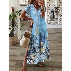 Femmes Robe maxi Robe Cachemire Robe Décontractée Robe Bohème à Manches Longues Robe trapèze Bohème Vacances ancien Quotidien Vacances Coupe régulière Fleuri M