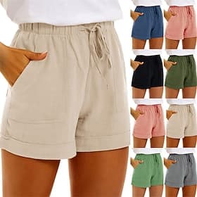Women's Crop Palazzo Pants Fashion Streetwear Comfort Knee Length High Waist Plain Drawstring Pocket Elastic Waist Comfy Outdoor Comfortable Street Daily Wear