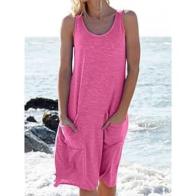 Women's Midi Dress Casual Dress Tank Dress Basic Casual Vacation Daily Regular Fit Graphic Sleeveless U Neck Black White Pink Sky Blue Summer