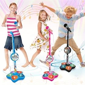 Kinder Karaoke Mikrofon Spielzeug--Mikrofon für Kinder Musikanlage Kinder-Mikrofon mit Ständer Simulations-Karaoke Kinder Singen Spielzeug. Weihnachtsgeschenk