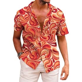 Rétro Vintage Années 1970 Chemise Chemise Aloha Hippie Disco Psychédélique Déguisement Homme Vacances Soirée Défilé de la Fierté Adulte Chemise