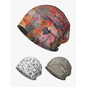 Leichte, atmungsaktive Stretch-Beanie-Mütze mit Blumenmuster für Damen – kann als Halstuch getragen werden, bequeme und stilvolle Kopfbedeckung für die Freizei