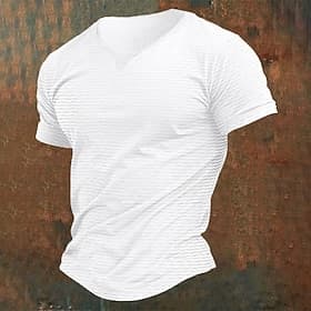 Herren T Shirt T-Shirt Kurze Ärmel V Ausschnitt Sommer Einfarbig Mode Designer Basic Stricken Urlaub Straße Ausgehen Weiß Top T-Shirt für Herren