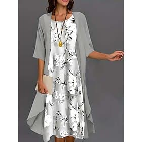 Robe de graduation pour femmes Robe Midi Robe en chiffon Robe droite Élégante Vacances Fluide Formelle Mariage Invité de mariage Quotidienne Coupe ample Floral