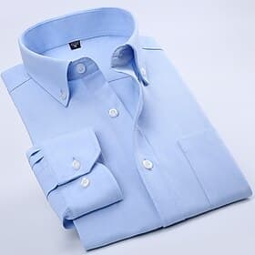 Per uomo Camicie Camicia abbottonata Camicia Oxford Resistente alle rughe Liscio Matrimonio Ufficio Blu chiaro Bianco Blu scuro Manica lunga Colletto Estate Pr