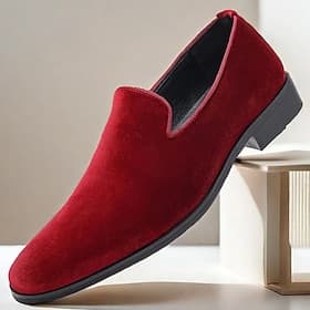 Rote Slipper aus Samt für Herren, elegantes, formelles Schuhwerk für Hochzeiten, Partys und besondere Anlässe