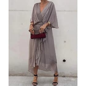 Women's Midi Dress White Dress Casual Dress Cocktail Dress Wedding Guest Dress Elegant Stylish Batwing Sleeve Daily Vacation Date Regular Fit Plain Half Sleeve