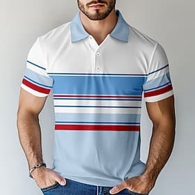 Hombre A Rayas Polo de rugby Manga Corta Camisas de polo Camisas con cuello Casual Escuela Exterior Ropa Cotidiana Ropa de casa Impresión 3D Verano Primavera O