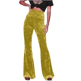 Retro Vintage 1960s Hippie Long Length Bell Bottom Pants Flared Trousers Hippie Solid Color Fancy Dress Women's Carnival Daily Wear Pride Parade Pride Month Ad
