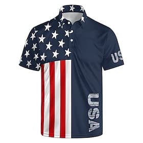 4 luglio 2026 250° Per uomo Bandiera Americana Polo Manica Corta Magliette polo Camicie con Colletto Casual All'aperto Scuola Abbigliamento quotidiano Abbiglia