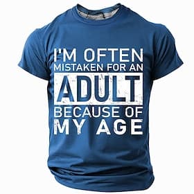 Men's Funny Graphic Short Sleeve T-Shirt - 'I'm Often Mistaken For An Adult Because Of My Age' Humorous Tee