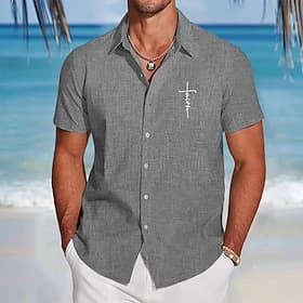 Homme Cocotier Plantes Tropicales Chemise en lin Chemise de Plage Chemise hawaïenne Manche Courte Hawaïen Vacances Fête Tenue de plage Été Printemps Col chemis