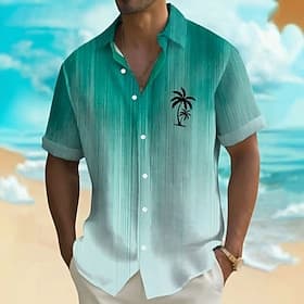 Men's Coconut Tree Tropical Plants Shirt Summer Hawaiian Shirt Button Up Shirt Short Sleeve Hawaiian Resort Vacation Holiday Beach Wear Summer Spring Turndown