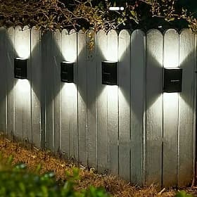 LED Außenwandleuchte Solarlampen 4-teilige wasserdicht, Auf- und Ab-Beleuchtung, 2 LEDs, wasserdichtes Zaunlicht für den Außenbereich, geeignet für die Dekorat