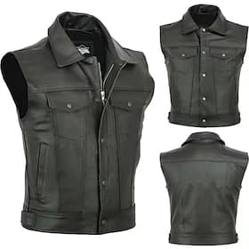 Retro Vintage 1980er Motorradweste Lederweste Biker Rocker Mattes Finish Einfarbig Kostüm Herren Party Alltagstauglich Pride Parade Erwachsene Weste Frühling