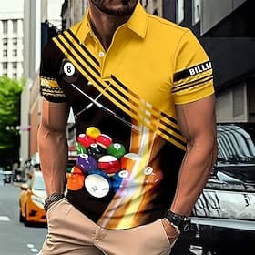 Homme Ligne Polo Manche Courte Polos Chemises à Col Occasionnel Extérieur Athleisure Tenue quotidienne Impression 3D Été Printemps Automne Jaune