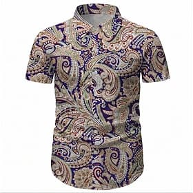 Retro Vintage 1970er Hemd Aloha-Hemd Hippie Disco Ethnisch Kostüm Herren Maskerade Urlaub Party Pride Parade Erwachsene Hemd