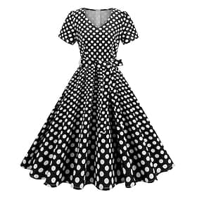 Années 1950 Rétro Vintage Robe Robe trapèze Pois Déguisement Femmes Mascarade Tenue quotidienne Enterrement de Vie de Jeune Fille Adulte Robe Robes de soirée