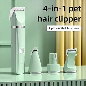 4 IN 1 Quiet Pet Grooming Kit Rechargeable Dog Cat Hair Clippers with Low-Noise Paw Trimmer and Cordless Nail Grinder - USB Powered