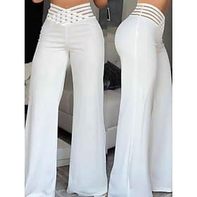 Women's Trousers Dress Pants Fashion Streetwear Work Full Length High Waist Plain Wide Leg Elastic Waistband Comfort Soft Breathable Micro-elastic Outdoor Offi