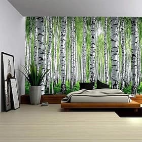 Landscape Forest Hanging Tapestry Wall Art Large Tapestry Mural Decor Photograph Backdrop Blanket Curtain Home Bedroom Living Room Decoration Birch Trees