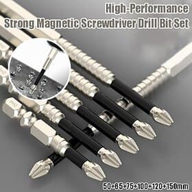 6-teiliges Set mit hochmagnetischem Schraubendreher-Bohrer-Set, rutschfeste Kreuzschlitz-Bits, hochfeste PH2-Bits aus S2-Material für präzises Schrauben