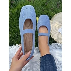 Ballerines Mary Jane Flyknit pour femmes – chaussures confortables à enfiler à bout carré pour l'été et le quotidien