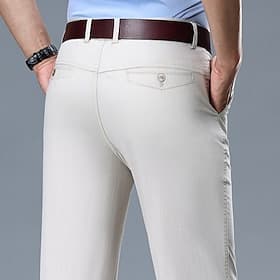 Herren Hose Anzughose Chinos Tasche Knöpfe Einfach Komfort Täglich Geschäft Arbeit Mode Klassicher Stil Weiß Gelb Mikroelastisch