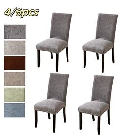 4/6Pcs Dining Chair Cover Slipcovers Plants Jacquard Slipcovers