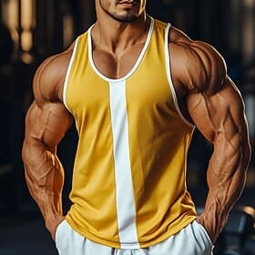 Men's Tank Top Vest Undershirt Sleeveless Shirt Sleeveless Crewneck Scoop Neck Summer Plain Fashion Classic Comfortable Color Block Casual Gym Street Yellow To