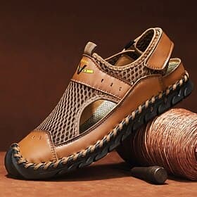 Men's Brown Mesh Sandals – Breathable and Stylish Summer Shoes for Beach, Vacation Outdoor Activities