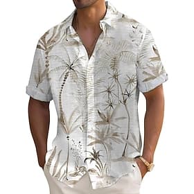 Men's Coconut Tree Tropical Plants Casual Shirt Summer Hawaiian Shirt Button Up Shirt Short Sleeve Hawaiian Vacation Holiday Beach Wear Summer Spring Turndown