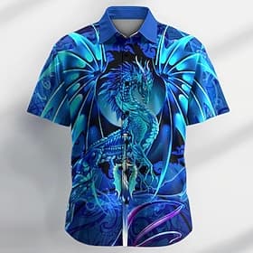 Dragonsword SEABLADE Ruth Thompson-Nina Nylander Men's Dragon Button Up Shirt Short Sleeve Designer Shirt Limited Artist Edition