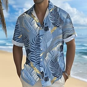 Hombre Palmera de cocos Plantas tropicales Camisa camisa hawaiana Abotonar la camisa Manga Corta Hawaiano Vacaciones Festivos Ropa de playa Verano Primavera Cu