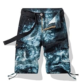 Men's Cargo Shorts Outdoor Shorts Camping Shorts Shorts Casual Shorts Multi Pocket Straight Leg Tie Dye Camouflage Moisture Wicking Wearable Knee Length Outdoo