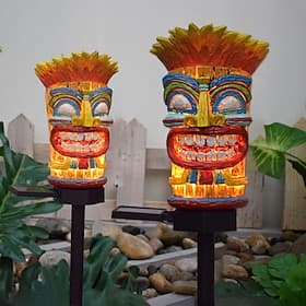 1 Pc Led Outdoor Solar Landscape Lights Powered Wild Man Totem Ground Plug-In Lamp Courtyard Garden Lawn Villa Courtyard Landscape