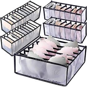 5-teiliger Schubladen-Organizer für Unterwäsche, Schubladen-Organizer für Socken und BHs, schwarzer faltbarer Schubladen-Organizer für Socken und Unterhosen, A