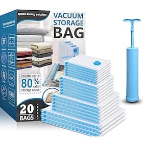 Travel Vacuum Bags with Pump Seal Bags for Clothes Blankets Space Saving Storage Carry-on Size Compression Packing Bags for Luggage and Suitcase