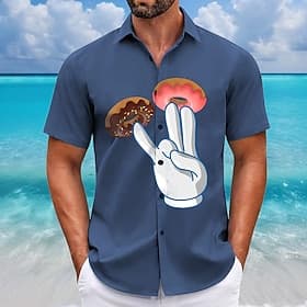 Men's Novelty Funny Donuts Shirt Summer Hawaiian Shirt Button Up Shirt Short Sleeve Hawaiian Resort Vacation Holiday Beach Wear Summer Spring Turndown 3D Print