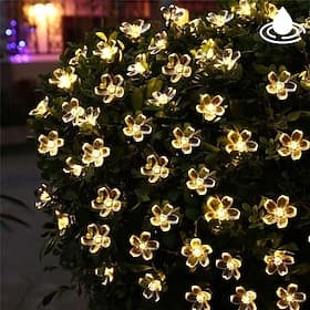 LED Kirschblüte Lichterkette 10m Schnur wasserdicht 100 LED Schnur Lichterketten wasserdicht Kristall Blumen Girlande Outdoor Hochzeit Dekoration