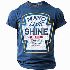 Ostern Herren Lustig Jesus T Shirt Kurzarm T-Shirt 3D-Druck Rundhalsausschnitt Hemd Mode Täglich Designer Party Straße Lässig Blau Sommer Frühling Bekleidung S