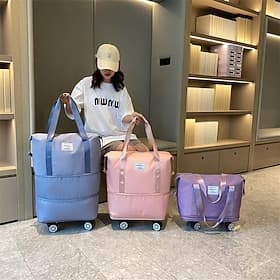 Reisetasche mit großem Fassungsvermögen, Reisetasche mit Rollen und Spinner-Rädern, wasserdichte Weekender-Tasche, Trocken-/Nass-Trennung, Laptopfach, für Busi